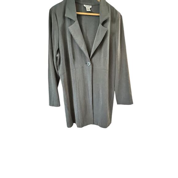 Agenda Gray Long Sleeve, One Button, Long Blazer sz 1x - Picture 6 of 10